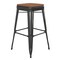Flash Furniture 30" Black Metal Stool-Teak Poly Seat CH-31320-30-BK-PL2T-GG - alternate 5